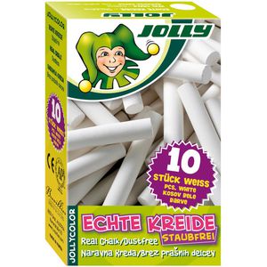 Jolly Kreide 8300-0001, 10 Stück, Tafelkreide, rund, weiß , 10 Stück