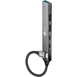 USB-Hub Goobay 74460, grau, mit Metallgehäuse
