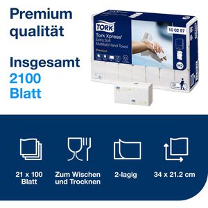 Produktbild für Papierhandtücher Tork Xpress Premium, 100297, H2, 2-lagig