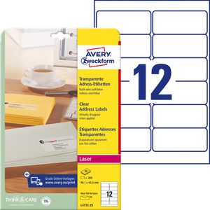 Adressetiketten Zweckform L4772-25, transparent
