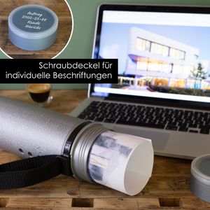 Produktbild für Zeichenrollenköcher OfficeTree mit Tragegurt, silber