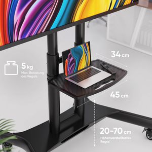 Produktbild für TV-Ständer Onkron TS1551-B, Ablage &amp; Rollen, schwarz, Metall
