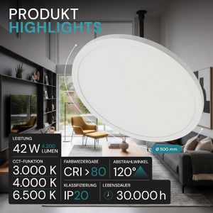 Produktbild für LED-Panel Luxula LX300217, weiß, Ø 50 cm