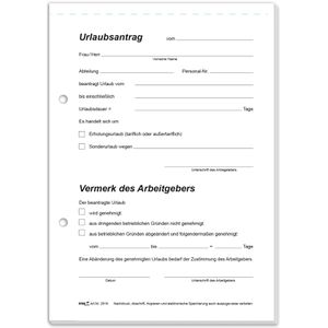 Produktbild für Urlaubsantrag RNK 2916, A5