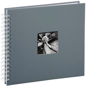Hama Fotoalbum Fine Art 2112, Spiralalbum, 28 x 24cm, 50 weiße Seiten für 100 Fotos, grau