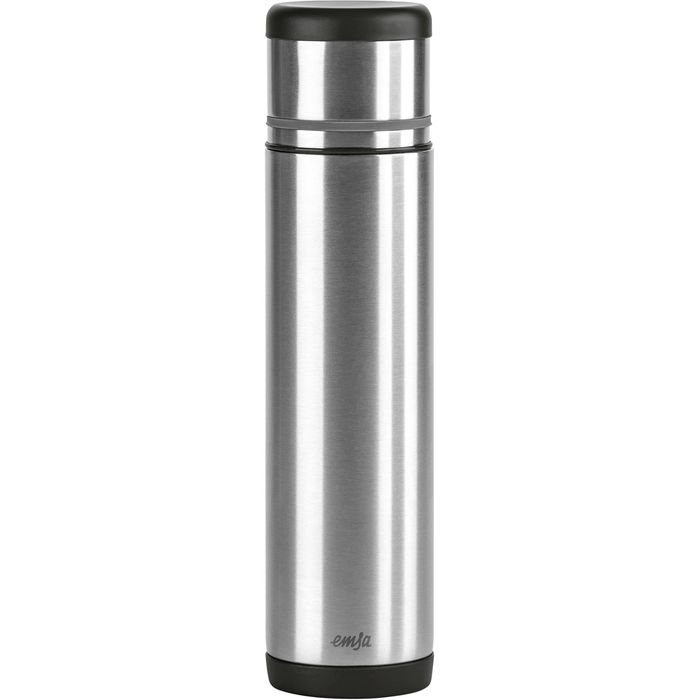 Emsa Thermosflasche Mobility 509238, Edelstahl, Isolierflasche, silber / schwarz, 0,7 l – Böttcher AG
