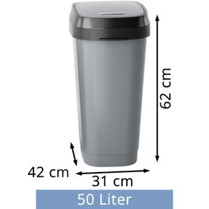 Produktbild für Mülleimer Curver KIS Dual Swing, grau/anthrazit