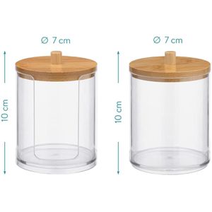 Produktbild für Wattestäbchenbehälter Navaris transparent, mit Bambusdeckel