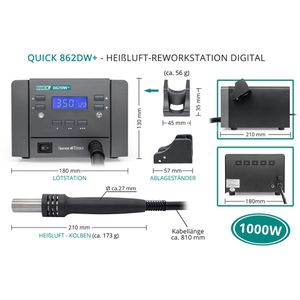 Produktbild für Lötstation QUICK QU862DW+, Heißluft-Reworkstation