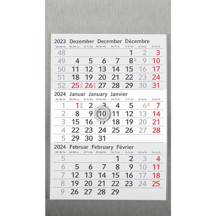 Geiger Tischkalender Desktop Steel, 3 Monate 1 Seite,
