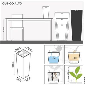 Produktbild für Übertopf Lechuza CUBICO ALTO, anthrazit metallic, 40x105x40cm