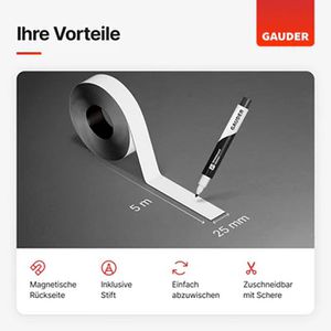 Produktbild für Magnetband Gauder weiß, inkl. Boardmarker