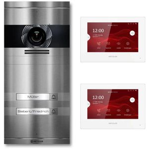 Türsprechanlage Metzler VDM10 2.0 silber, 2 Monitore, LAN