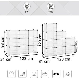 Produktbild für Schuhregal Songmics LPC502W, aus Kunststoff