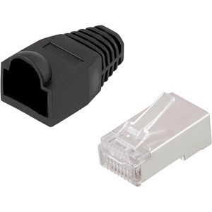 Modularstecker LogiLink MP0012, schwarze Tülle, Cat.5e, RJ45