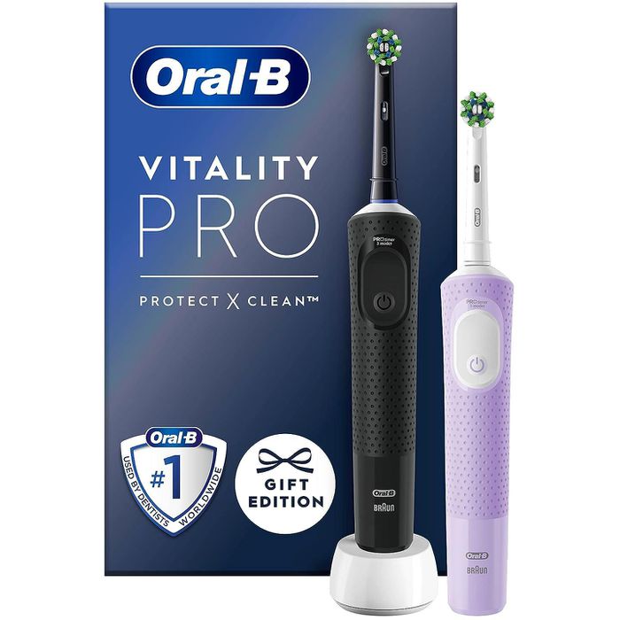Oral-B Elektrische-Zahnbürste Protect Duo, Putzmodi, AG Böttcher – 3 Vitality 2 Clean, X Zahnbürsten Pro, mit