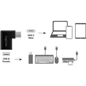 Produktbild für USB-Adapter LogiLink für USB-C, 90° gewinkelt