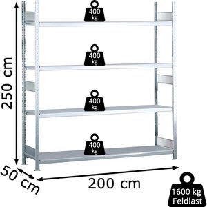Produktbild für Weitspannregal Schulte 15592, 4 Metallböden
