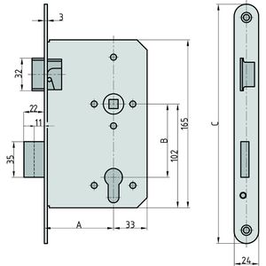 Produktbild für Einsteckschloss BASI 9810-6521, DIN rechts