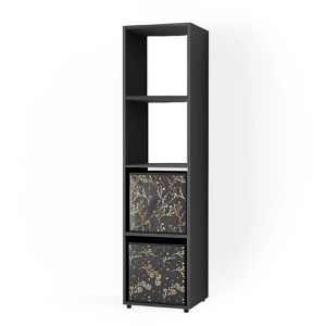 Bücherregal Vicco Ludus, schwarz, mit 2 Faltboxen