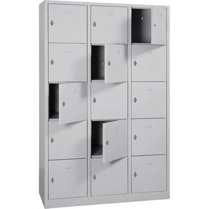 Schließfachschrank G-Office SHC.15, lichtgrau