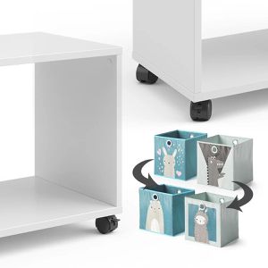 Produktbild für Bücherregal Vicco Luigi, weiß, mit 2 Faltboxen
