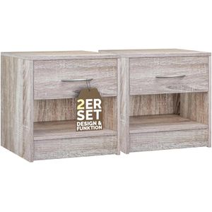 Nachttisch CASARIA Kiel, 109668, eiche, aus Holz, 2er Set