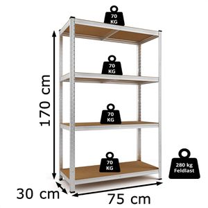 Produktbild für Schwerlastregal Monzana 106180, 4 Holzböden