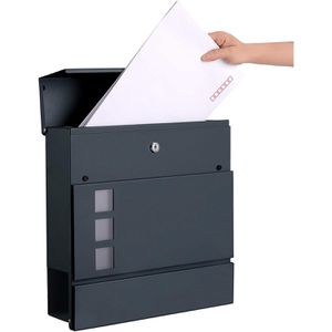 Produktbild für Briefkasten Songmics GMB052G01, anthrazit, aus Stahl
