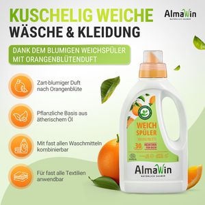 Produktbild für Weichspüler AlmaWin Orangenblüte, Konzentrat, Bio, vegan