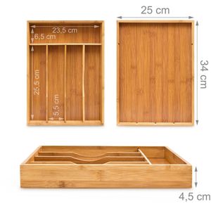 Produktbild für Besteckkasten Relaxdays 10015329, braun, aus Bambus