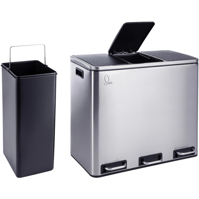 Svita Mülleimer TM3X18, silber, aus Edelstahl, 3 x 18 Liter - Böttcher AG