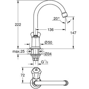 Produktbild für Waschtischarmatur GROHE Costa L Standventil, verchromt