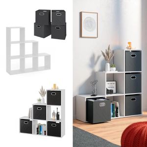Produktbild für Bücherregal Vicco 51202, weiß, mit 4 Faltboxen