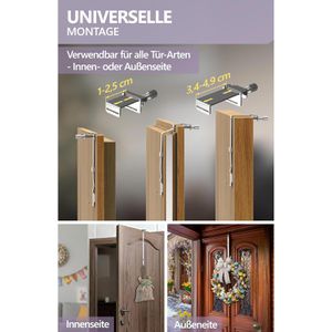 Produktbild für Türhaken 4smile für Türkranz, flexible Länge bis 50cm, silber