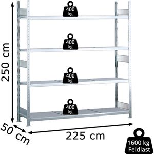Produktbild für Weitspannregal Schulte 15602, 4 Metallböden