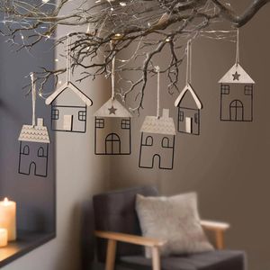 Produktbild für Weihnachtsbaumschmuck Frank-Flechtwaren Häuser, 10-12 cm