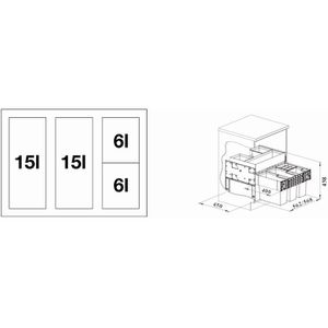 Produktbild für Einbaumülleimer BLANCO Select II 60/4 Orga, 526211