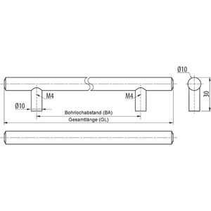 Produktbild für Möbelgriffe SO-TECH G10, silber, aus Edelstahl