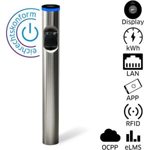 Produktbild für Wallbox Hesotec electrify eSat r10 Public, Edelstahl