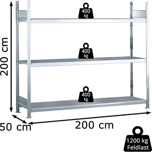 Produktbild für Weitspannregal Schulte 15512, 3 Metallböden
