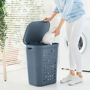 Produktbild für Wäschekorb Rotho Jona, blau, mit Deckel