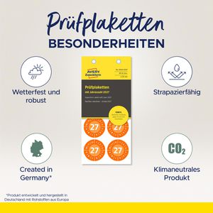 Produktbild für Prüfplaketten Zweckform 6944, mit Jahreszahl 2027