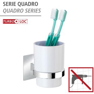 Produktbild für Zahnputzbecher Wenko Quadro Turbo-Loc, weiß, aus Kunststoff