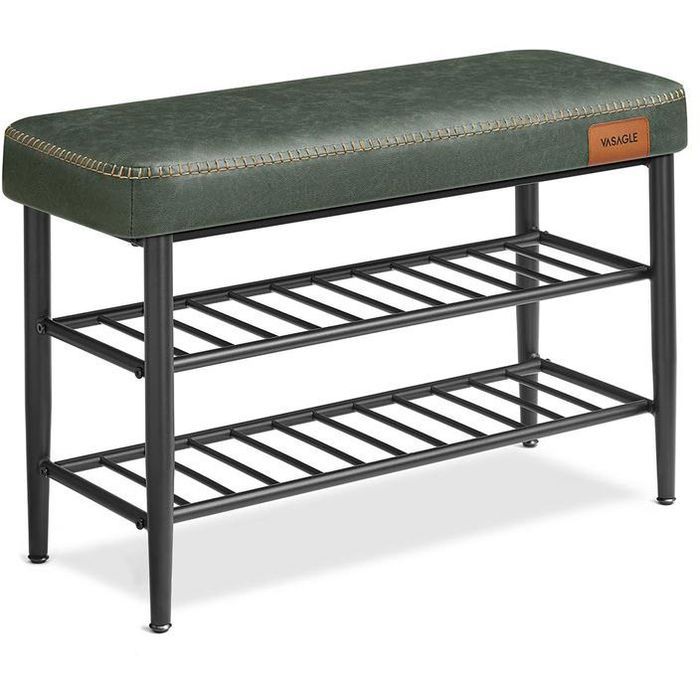 Vasagle Schuhbank EKHO, schwarz / grün, aus Metall, 2 Ebenen für 8 Paar, 80 x 50 x 30cm – Böttcher AG
