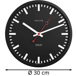 Produktbild für Wanduhr Hermle Grand Central 30471, Edelstahl, analog, Funkuhr