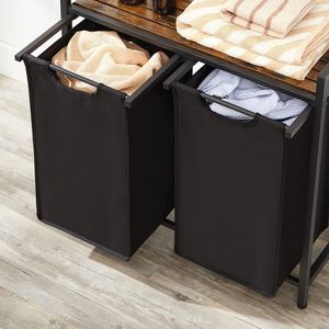 Produktbild für Wäschekorb Vasagle BLH201B01V1, schwarz, 2 Fächer
