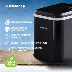 Produktbild für Eiswürfelmaschine Arebos Kunststoff, schwarz
