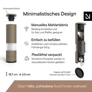 Produktbild für Gewürzmühle LARS-NYSØM Lagom Taupe Brown, Höhe 18,7 cm