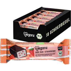Veganz Schokoriegel Choc Bar Strawberry, BIO, 630g, je 35g, 18 Riegel
